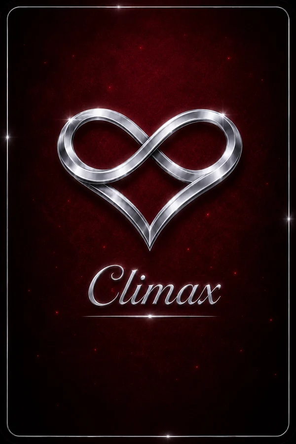 Climax tier card, dark crimson with a silver infinity-heart mark