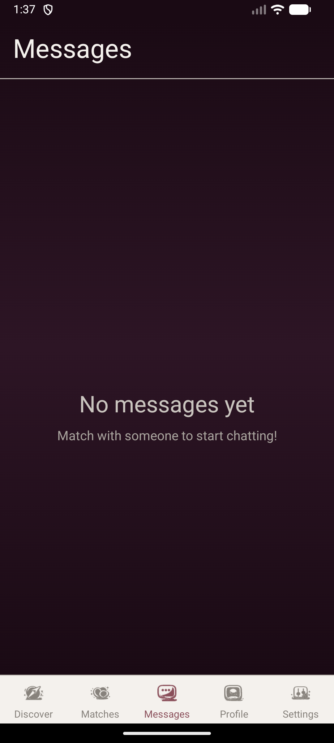 HeartStrings App — messages screen