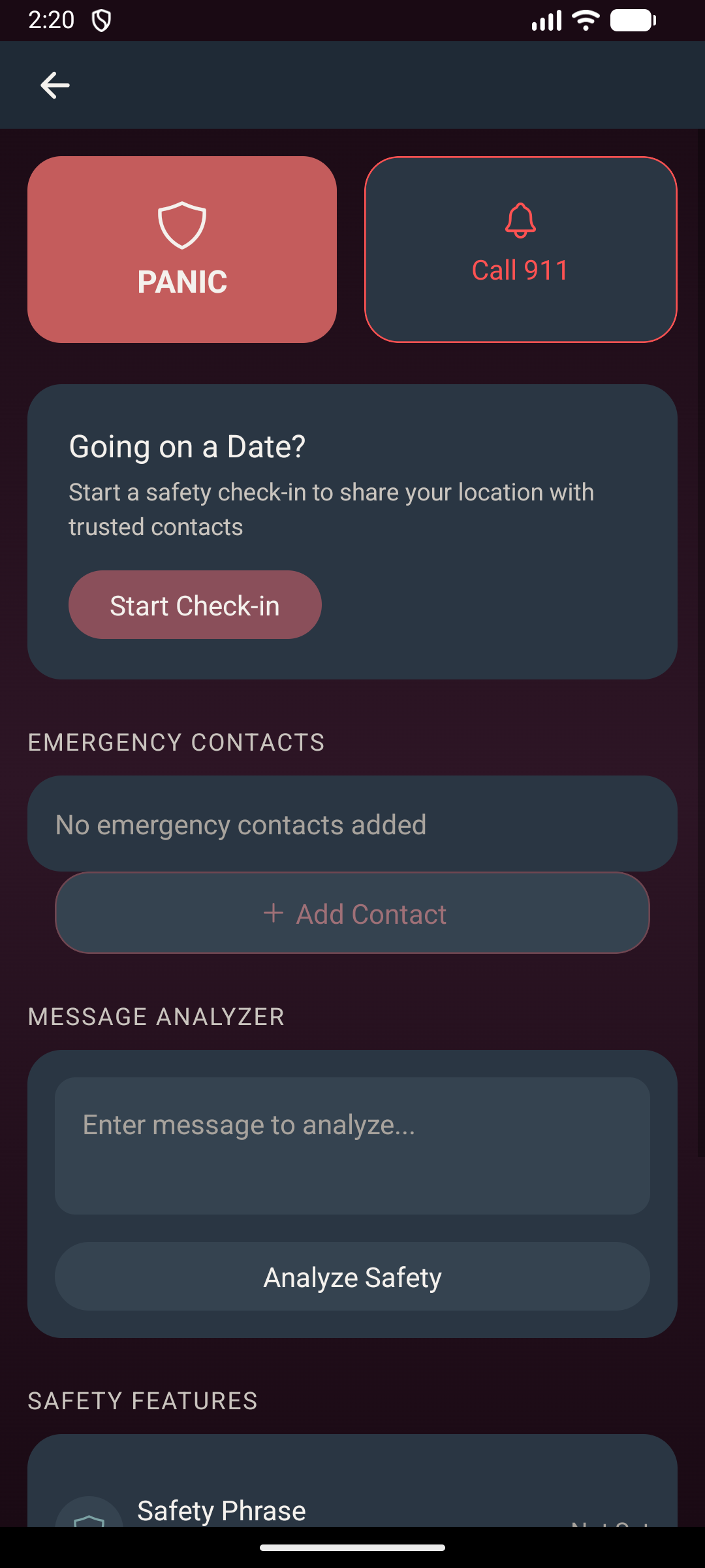 HeartStrings App — safety hub