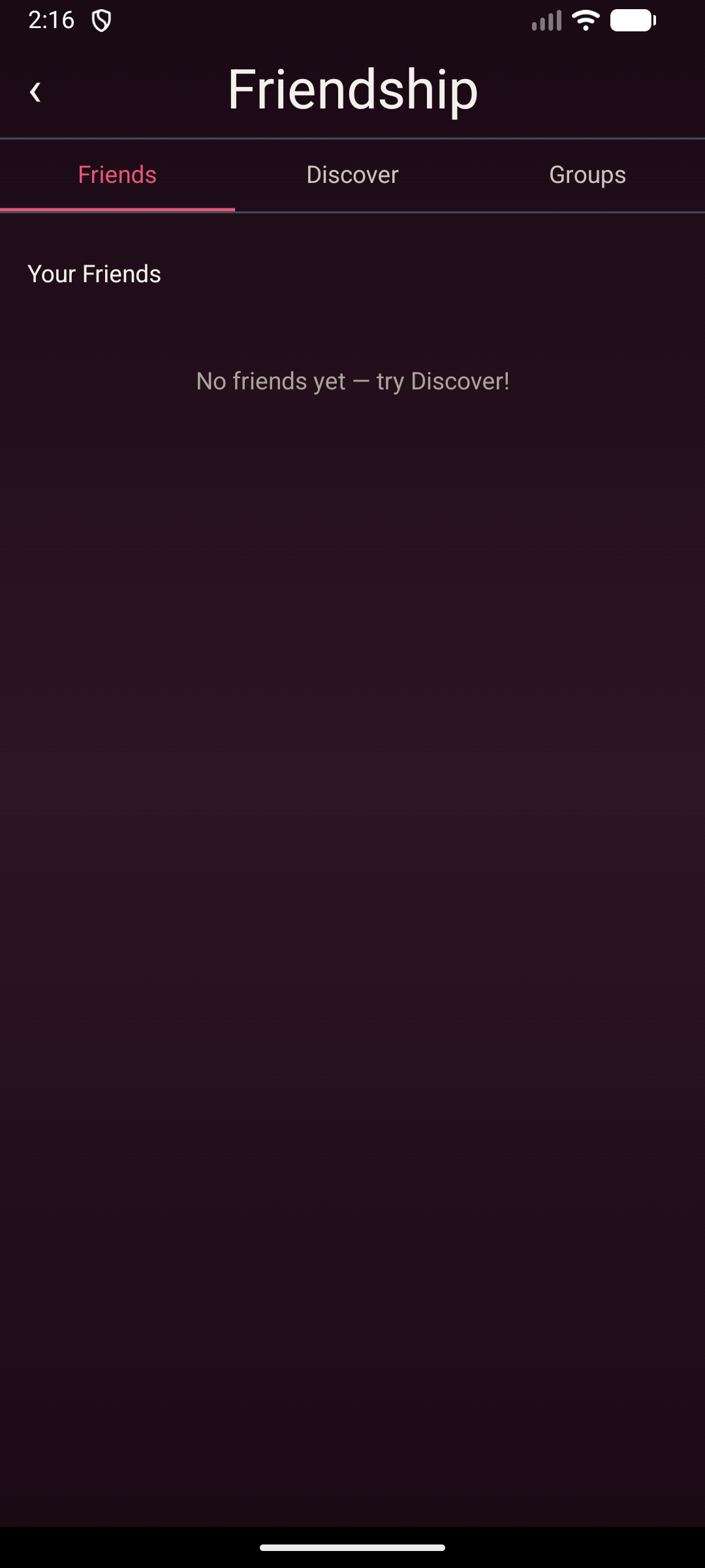 HeartStrings App — friendship friends screen